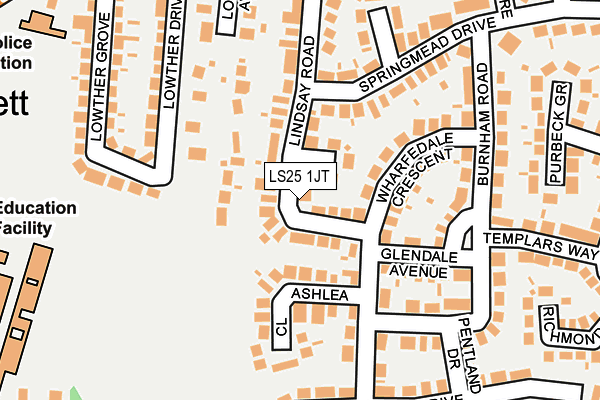 LS25 1JT map - OS OpenMap – Local (Ordnance Survey)