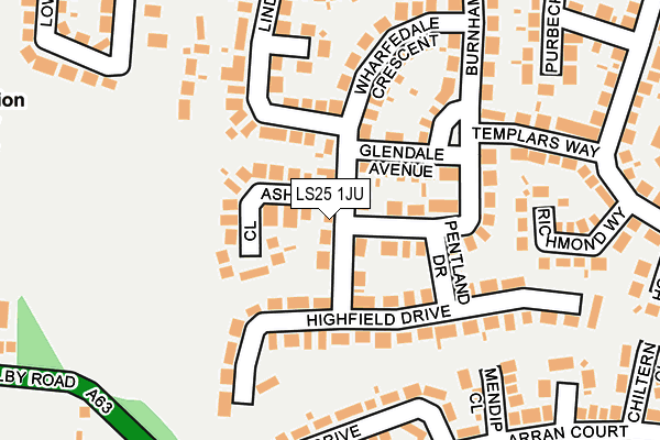 LS25 1JU map - OS OpenMap – Local (Ordnance Survey)