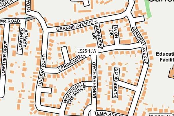 LS25 1JW map - OS OpenMap – Local (Ordnance Survey)