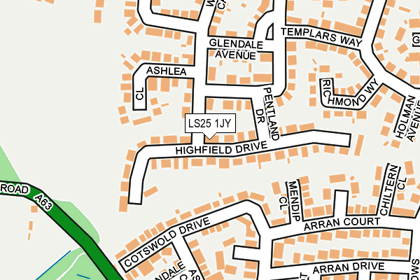 LS25 1JY map - OS OpenMap – Local (Ordnance Survey)