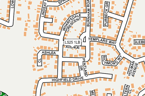 LS25 1LB map - OS OpenMap – Local (Ordnance Survey)