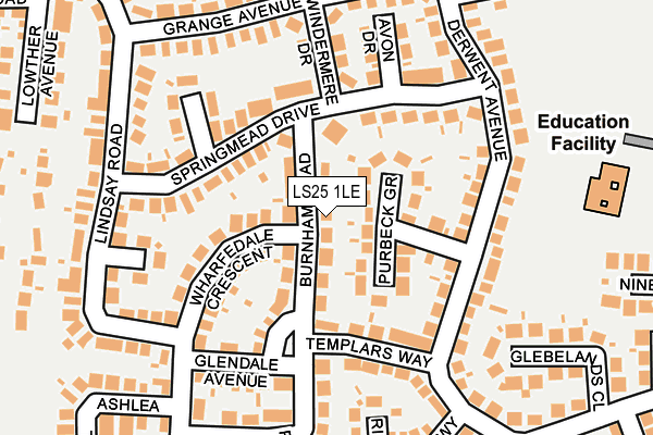 LS25 1LE map - OS OpenMap – Local (Ordnance Survey)