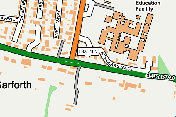 LS25 1LN map - OS OpenMap – Local (Ordnance Survey)