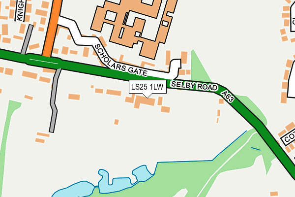 LS25 1LW map - OS OpenMap – Local (Ordnance Survey)