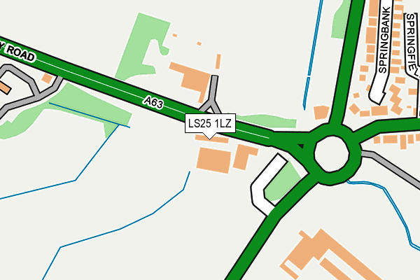 LS25 1LZ map - OS OpenMap – Local (Ordnance Survey)