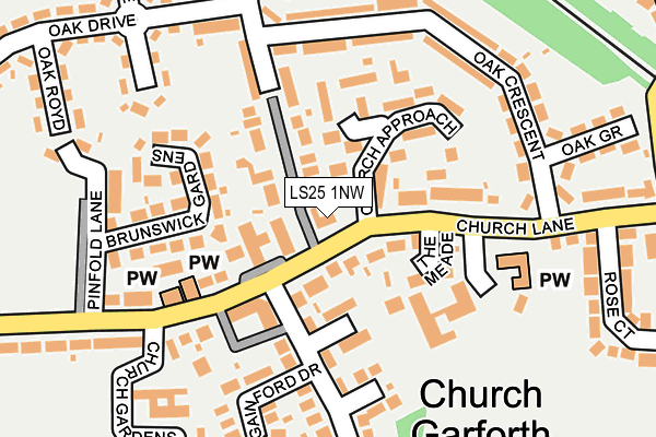 LS25 1NW map - OS OpenMap – Local (Ordnance Survey)