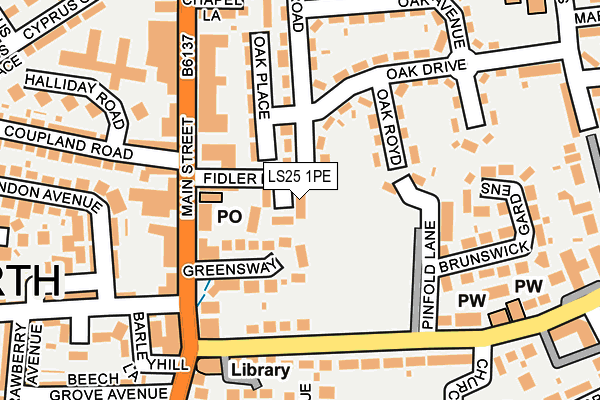 LS25 1PE map - OS OpenMap – Local (Ordnance Survey)