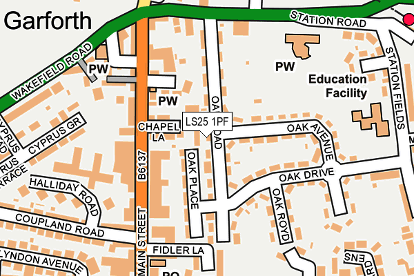 LS25 1PF map - OS OpenMap – Local (Ordnance Survey)