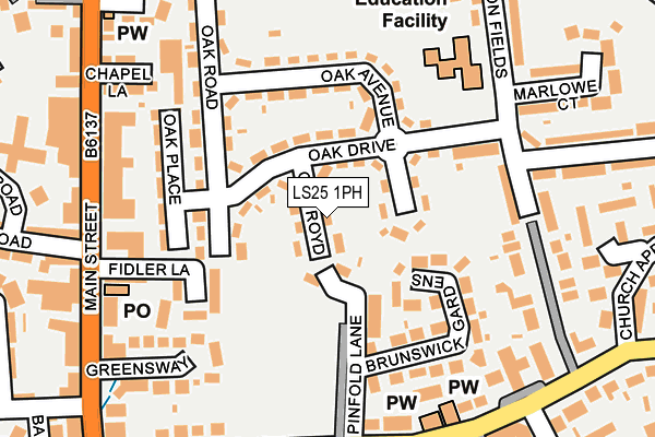 LS25 1PH map - OS OpenMap – Local (Ordnance Survey)