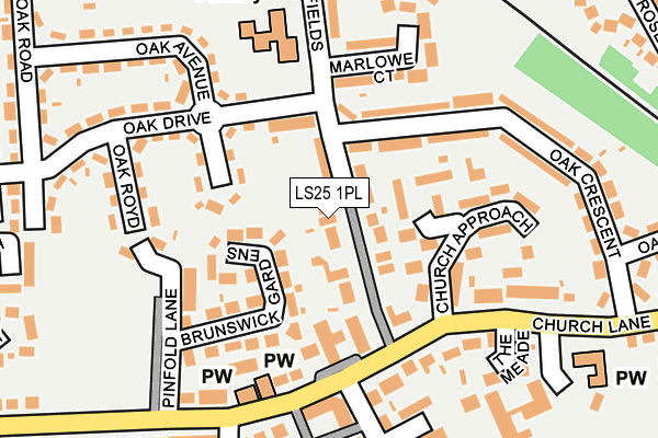 LS25 1PL map - OS OpenMap – Local (Ordnance Survey)