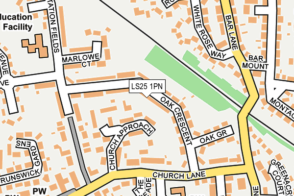 LS25 1PN map - OS OpenMap – Local (Ordnance Survey)