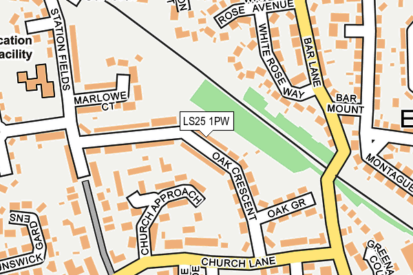 LS25 1PW map - OS OpenMap – Local (Ordnance Survey)