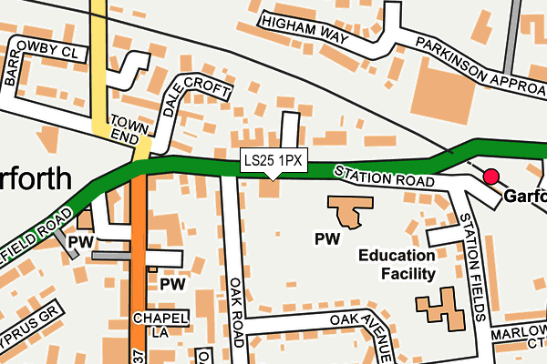 LS25 1PX map - OS OpenMap – Local (Ordnance Survey)