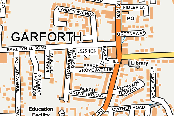 LS25 1QN map - OS OpenMap – Local (Ordnance Survey)