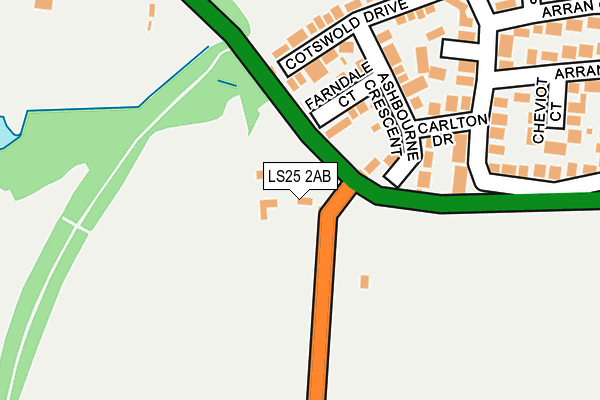 LS25 2AB map - OS OpenMap – Local (Ordnance Survey)