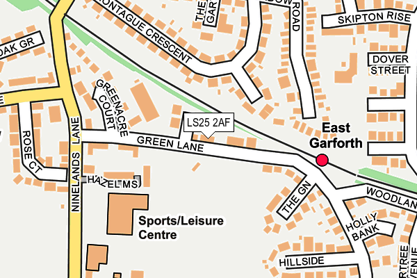 LS25 2AF map - OS OpenMap – Local (Ordnance Survey)