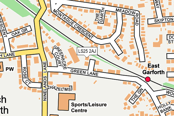 LS25 2AJ map - OS OpenMap – Local (Ordnance Survey)
