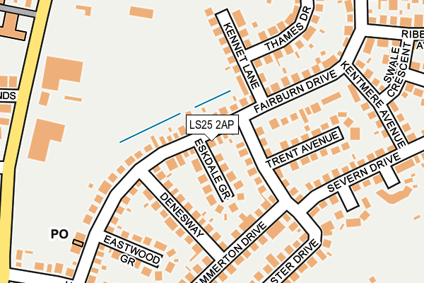 LS25 2AP map - OS OpenMap – Local (Ordnance Survey)