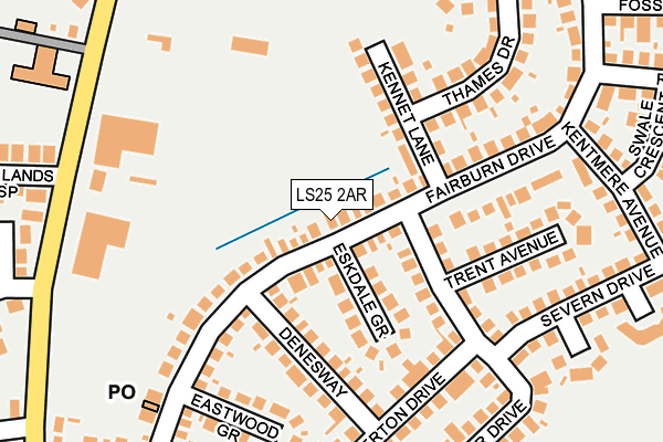 LS25 2AR map - OS OpenMap – Local (Ordnance Survey)