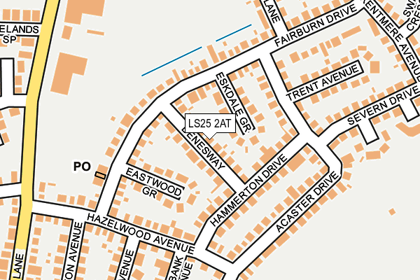 LS25 2AT map - OS OpenMap – Local (Ordnance Survey)