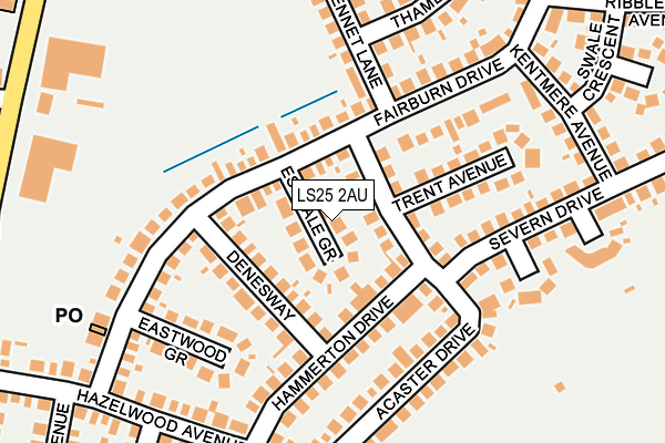 LS25 2AU map - OS OpenMap – Local (Ordnance Survey)