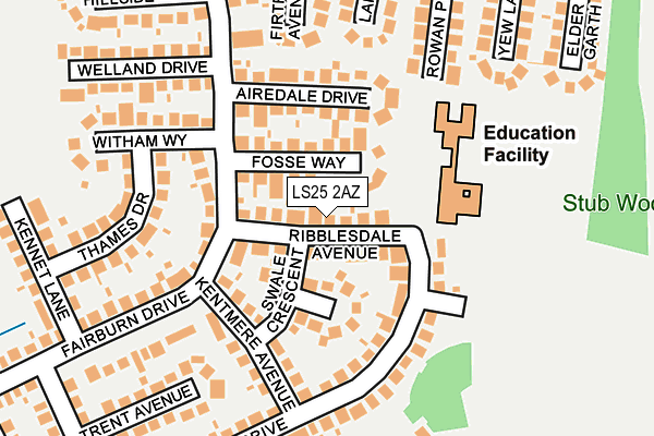LS25 2AZ map - OS OpenMap – Local (Ordnance Survey)