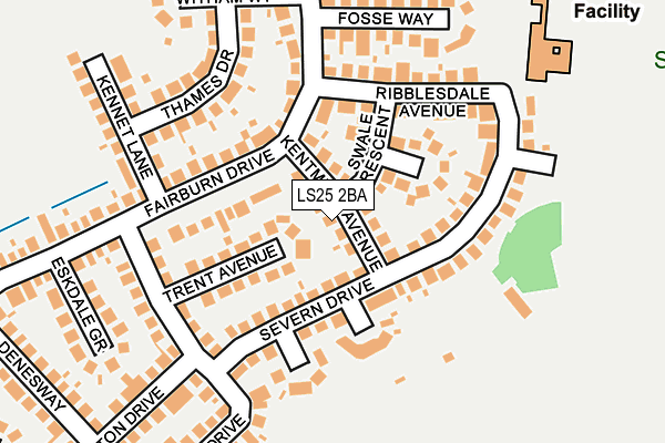 LS25 2BA map - OS OpenMap – Local (Ordnance Survey)