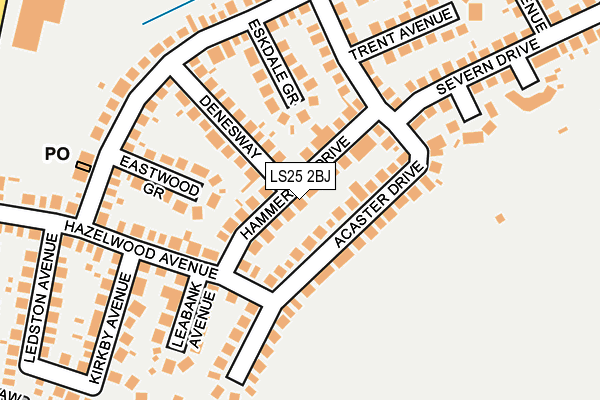 LS25 2BJ map - OS OpenMap – Local (Ordnance Survey)