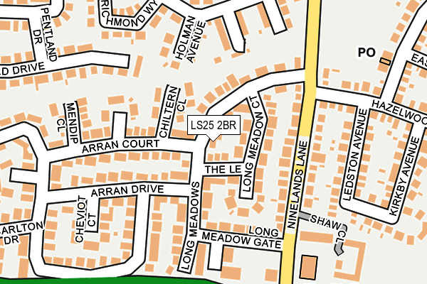 LS25 2BR map - OS OpenMap – Local (Ordnance Survey)