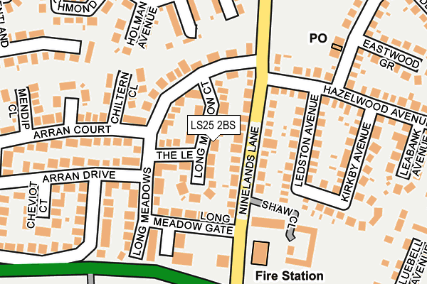 LS25 2BS map - OS OpenMap – Local (Ordnance Survey)