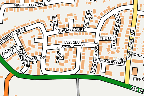 LS25 2BU map - OS OpenMap – Local (Ordnance Survey)