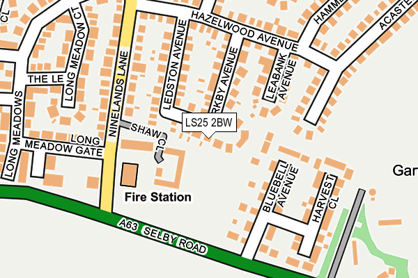 LS25 2BW map - OS OpenMap – Local (Ordnance Survey)