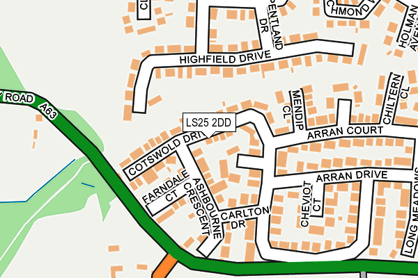 LS25 2DD map - OS OpenMap – Local (Ordnance Survey)