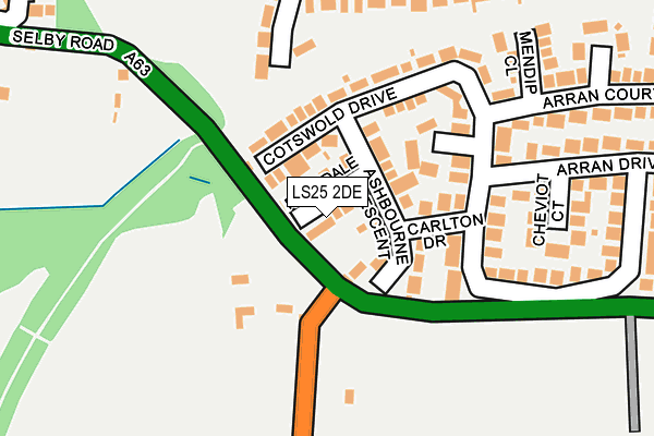 LS25 2DE map - OS OpenMap – Local (Ordnance Survey)