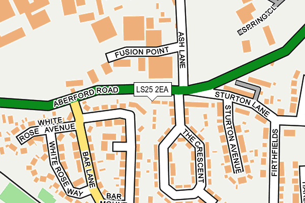 LS25 2EA map - OS OpenMap – Local (Ordnance Survey)