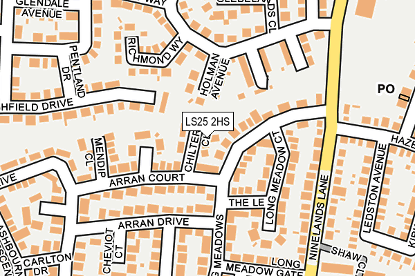 LS25 2HS map - OS OpenMap – Local (Ordnance Survey)