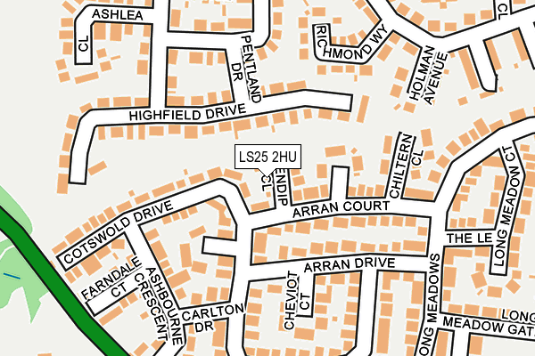 LS25 2HU map - OS OpenMap – Local (Ordnance Survey)