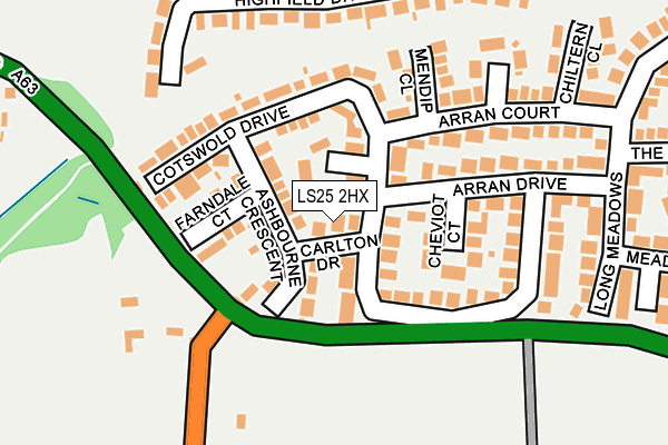 LS25 2HX map - OS OpenMap – Local (Ordnance Survey)