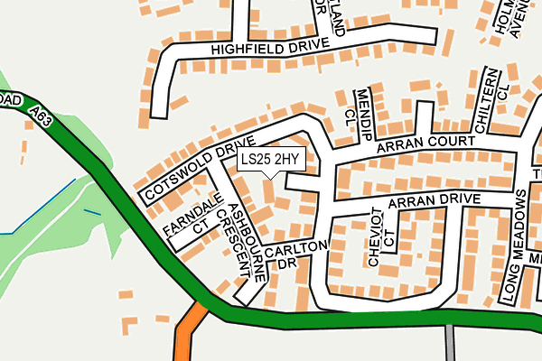 LS25 2HY map - OS OpenMap – Local (Ordnance Survey)