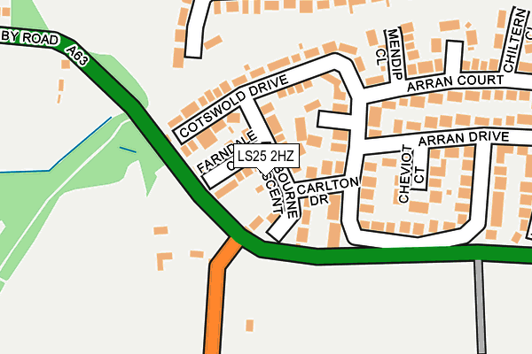 LS25 2HZ map - OS OpenMap – Local (Ordnance Survey)