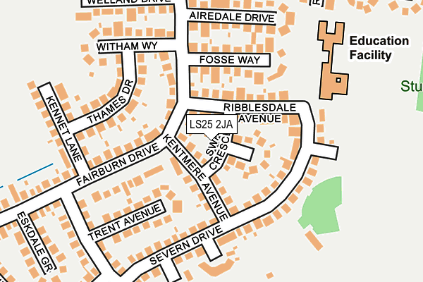 LS25 2JA map - OS OpenMap – Local (Ordnance Survey)