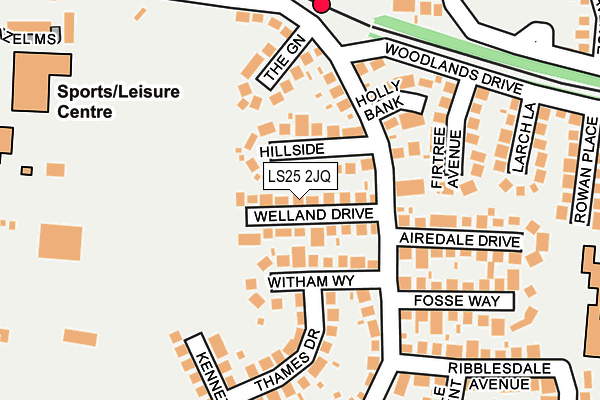 LS25 2JQ map - OS OpenMap – Local (Ordnance Survey)