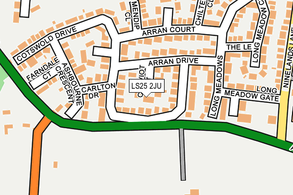 LS25 2JU map - OS OpenMap – Local (Ordnance Survey)