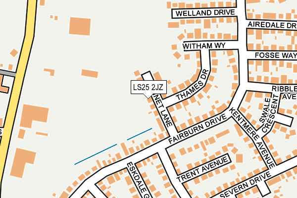 LS25 2JZ map - OS OpenMap – Local (Ordnance Survey)