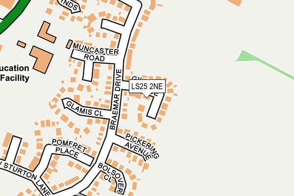 LS25 2NE map - OS OpenMap – Local (Ordnance Survey)