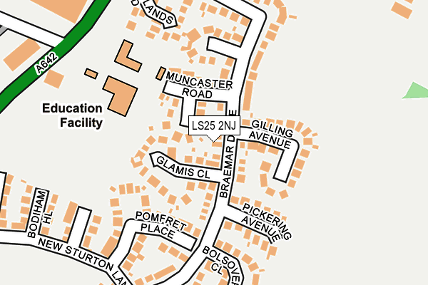 LS25 2NJ map - OS OpenMap – Local (Ordnance Survey)