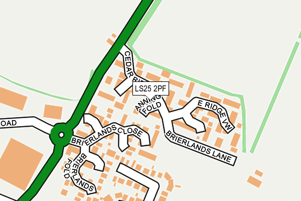 LS25 2PF map - OS OpenMap – Local (Ordnance Survey)