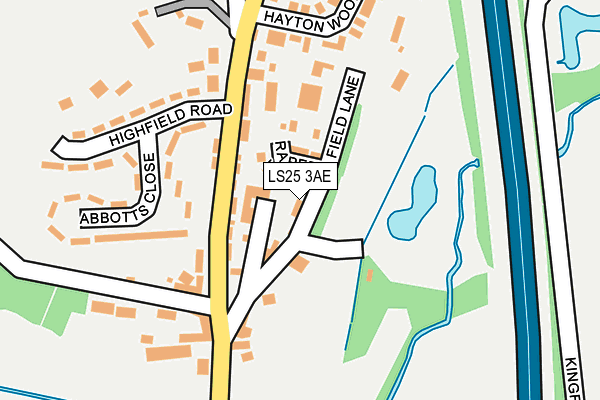 LS25 3AE map - OS OpenMap – Local (Ordnance Survey)