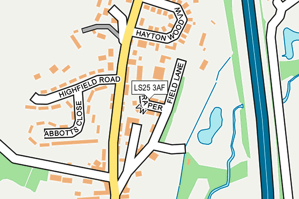 LS25 3AF map - OS OpenMap – Local (Ordnance Survey)