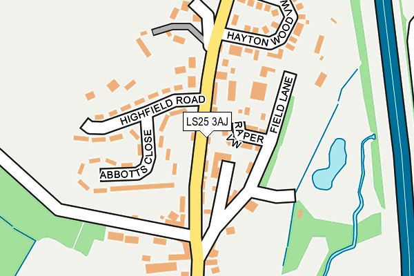 LS25 3AJ map - OS OpenMap – Local (Ordnance Survey)